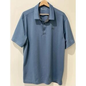 Under Armour Polo Shirt Mens M Blue Golf Tennis HeatGear Cruise Vacation Resort